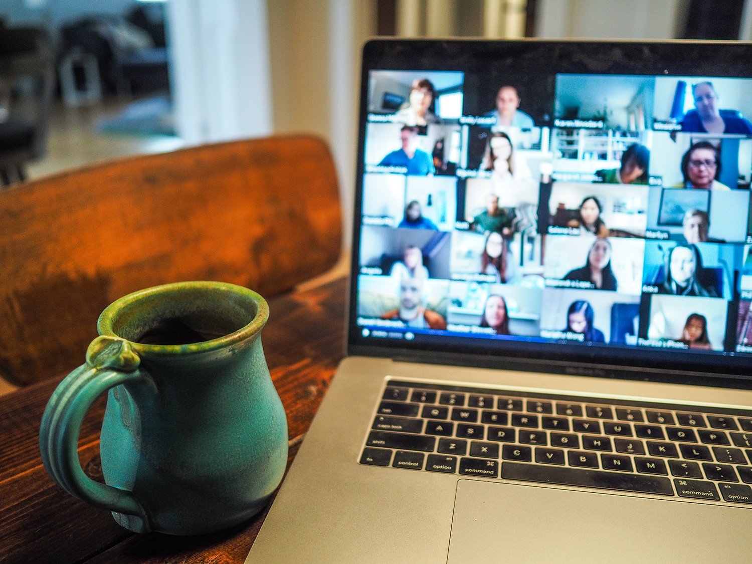 Video conference on laptop